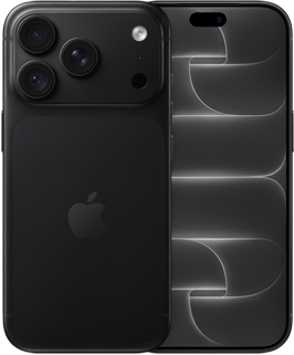 iPhone 18 Pro nero mostrato da dietro, sistema di fotocamere Pro Fusion in alto, logo Apple al centro; e mostrato di fronte, design all-screen
