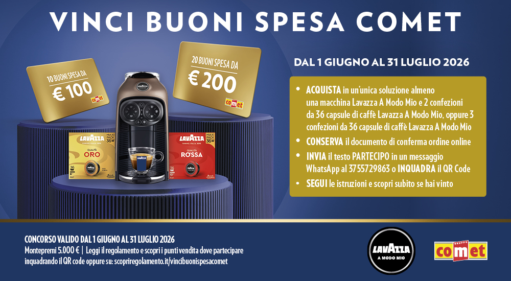 Lavazza: vinci buoni shopping Comet