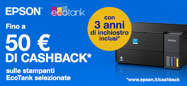 Promo: Epson EcoTank: fino a 50€ di rimborso