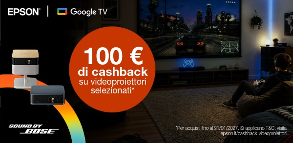Promo: Epson Videoproiettori: cashback fino a 100€