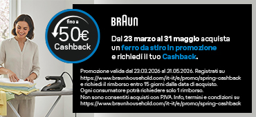 Promo: Braun ferro da stiro: cashback fino a 50€