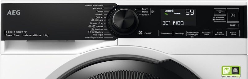 Aeg Lavatrice 9Kg  Serie 8000 Lr8h94gby Inverter Bianco/oblò nero