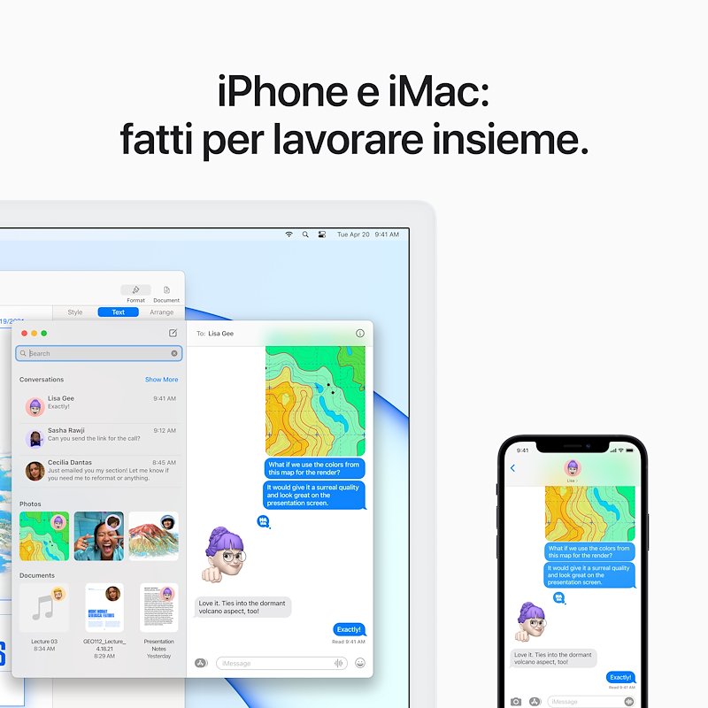 Apple iMac 24" (Chip Apple M1) 8 CPU 8 GPU 256GB  2021 Azzurro