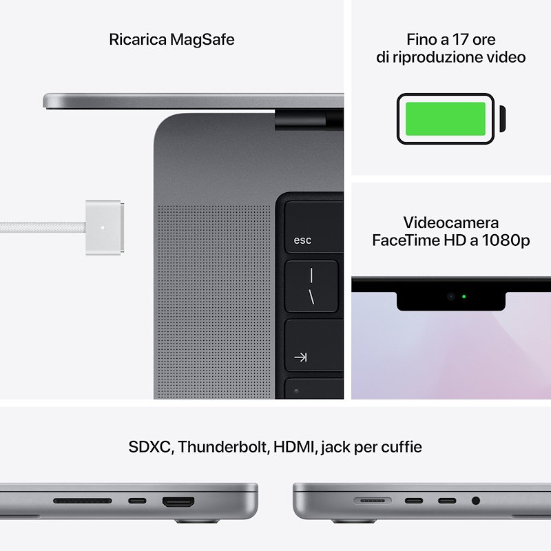 Apple MacBook Pro 14" Chip M1 Pro 512GB Grigio Siderale