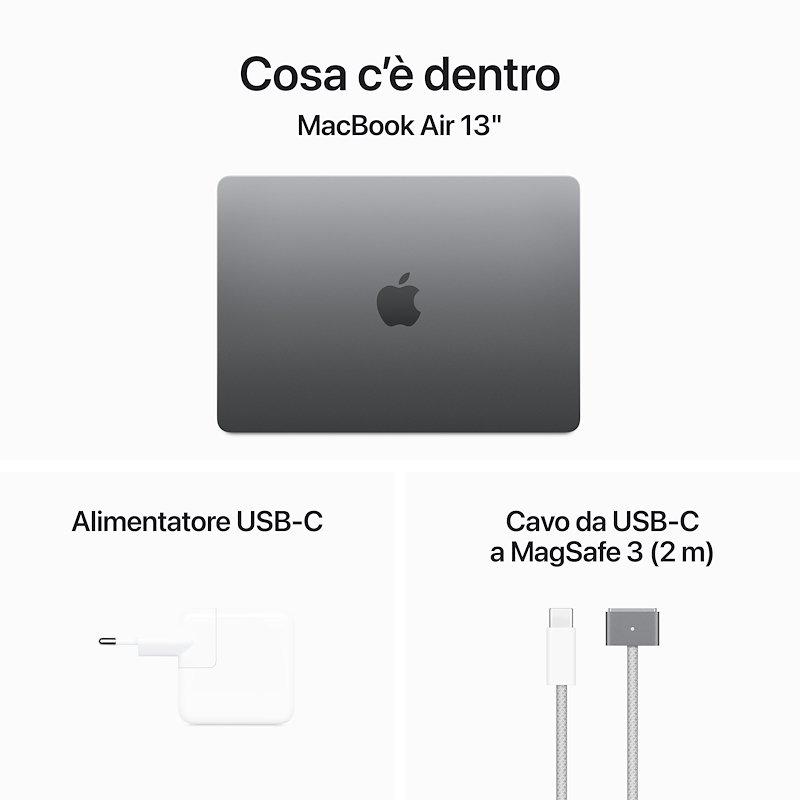 Apple MACBOOK AIR 13'' M3 CORE 8 CPU CORE 10 GPU 512GB Grigio Siderale