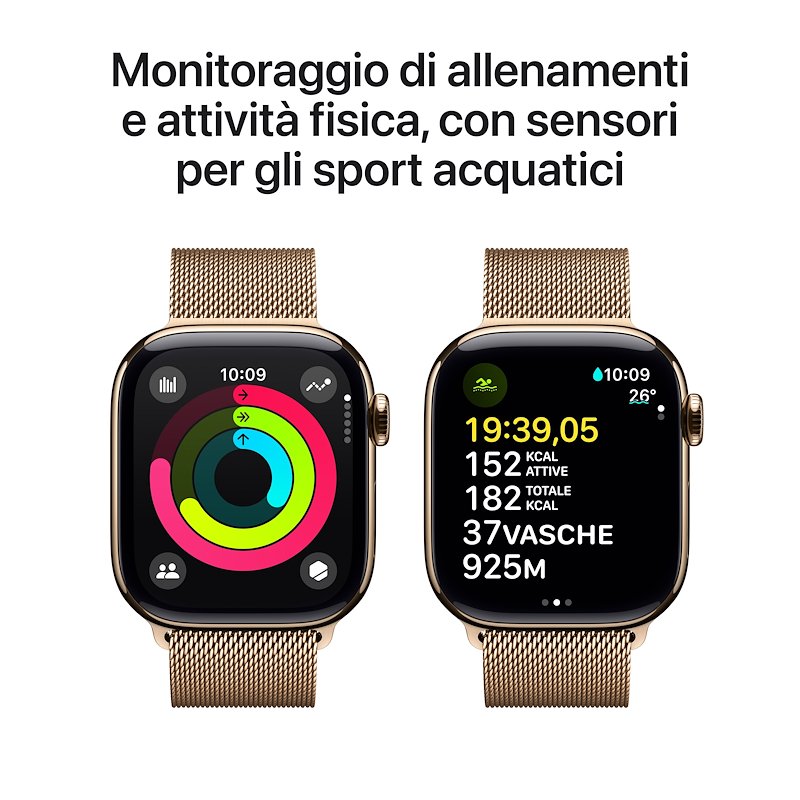 Apple Watch Series 10 42MM GPS+Cellular Alluminio Gold Nuvola Milanese Ardesia Loop