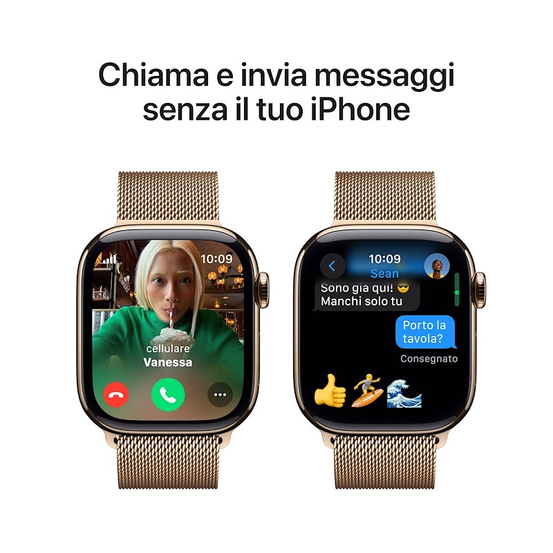 Apple Watch Series 10 42MM GPS+Cellular Alluminio Gold Nuvola Milanese Ardesia Loop