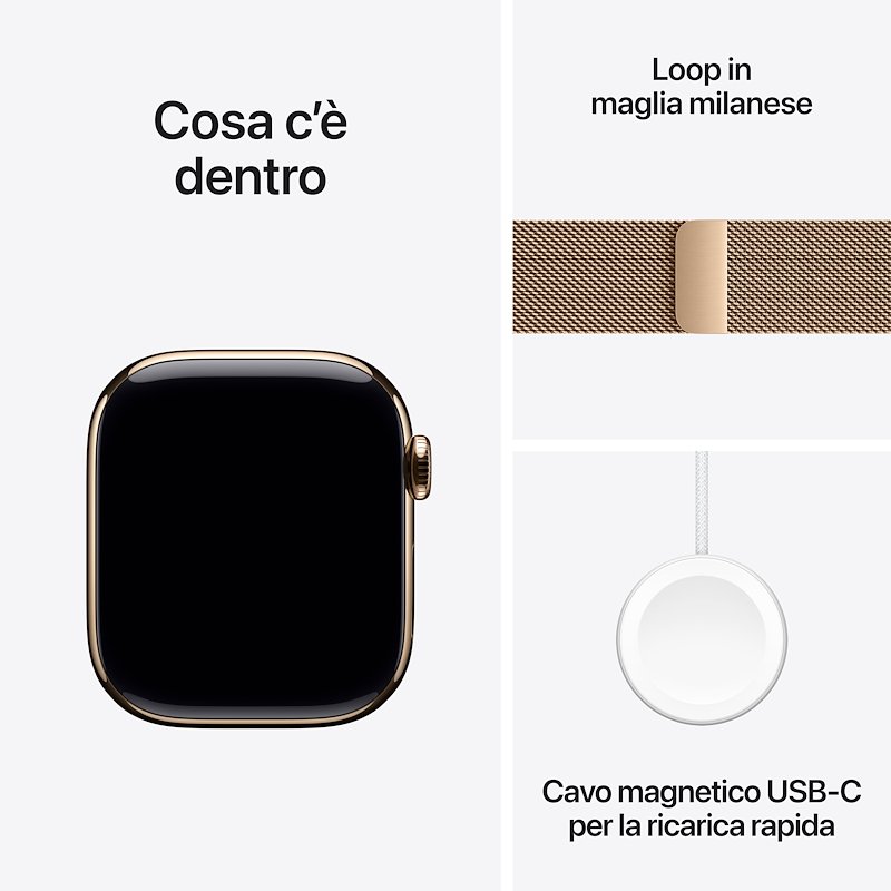Apple Watch Series 10 42MM GPS+Cellular Alluminio Gold Nuvola Milanese Ardesia Loop