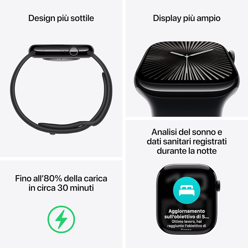 Apple Watch Series 10 42MM GPS + CELLULAR M/L Titanio Naturale Grigio Pietra Sport Band