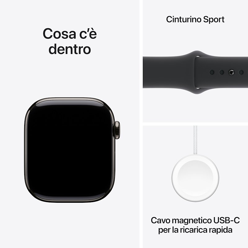 Apple Watch Series 10 42MM GPS + CELLULAR S/M Titanio Ardesia Nero Sport Band