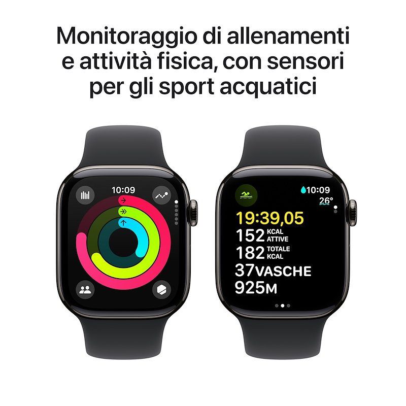 Apple Watch Series 10 42MM GPS + CELLULAR M/L Titanio Ardesia Nero Sport Band
