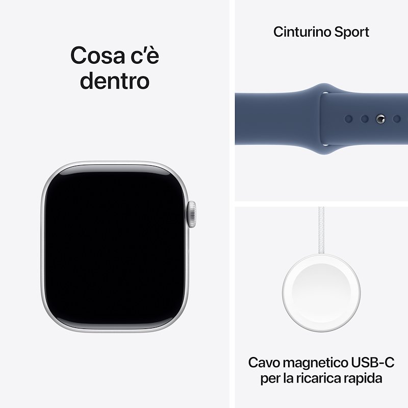Apple Watch Series 10 46MM GPS + CELLULAR S/M Alluminio Argento Denim Sport Band