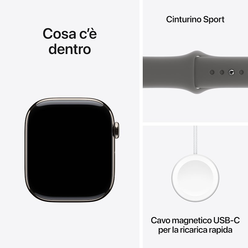 Apple Watch Series 10 46MM GPS + CELLULAR S/M Titanio Naturale Grigio Pietra Sport Band