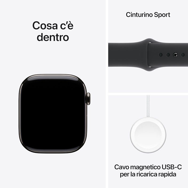 Apple Watch Series 10 46MM GPS + CELLULAR M/L Titanio Ardesia Nero Sport Band
