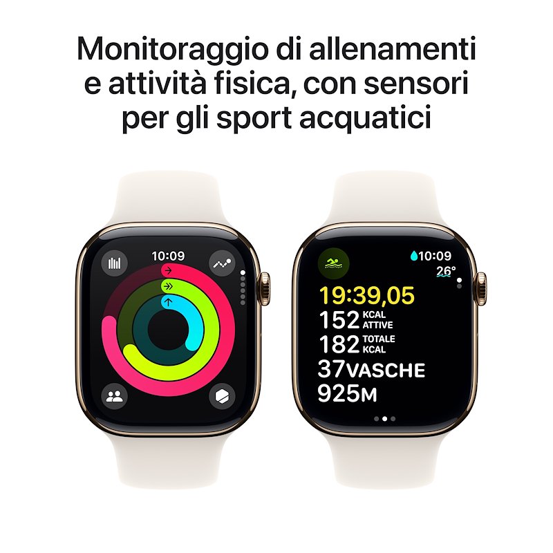 Apple Watch Series 10 46MM GPS + CELLULAR M/L Titanio Oro Galassia Sport Band