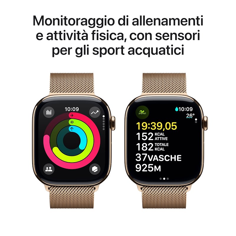 Apple Watch Series 10 46MM GPS + CELLULAR M/L Titanio Oro Milanese Oro Loop Band