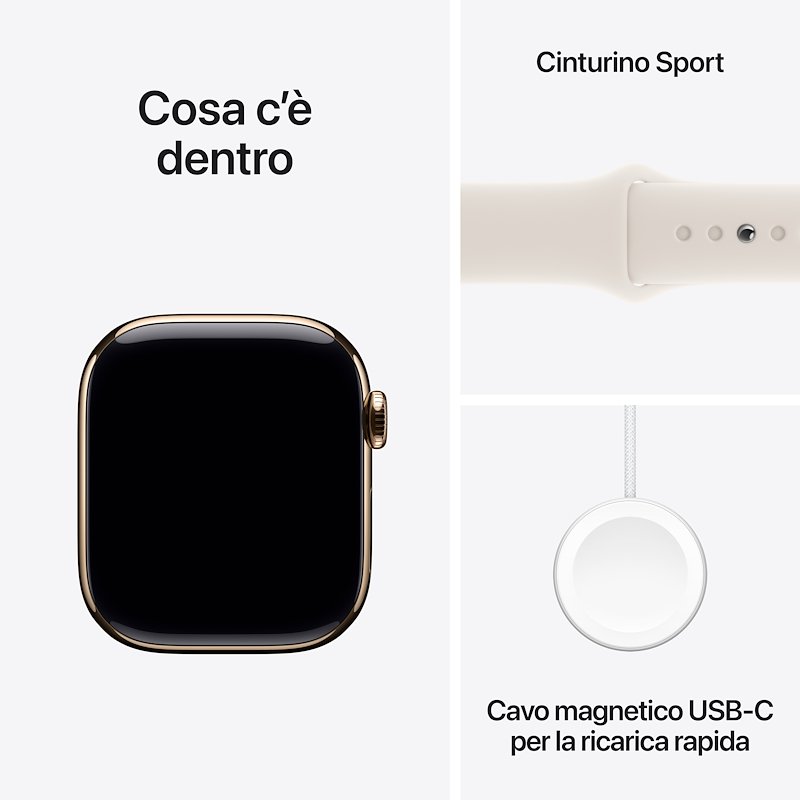 Apple Watch Series 10 42MM GPS + CELLULAR S/M Titanio Oro Galassia Sport Band
