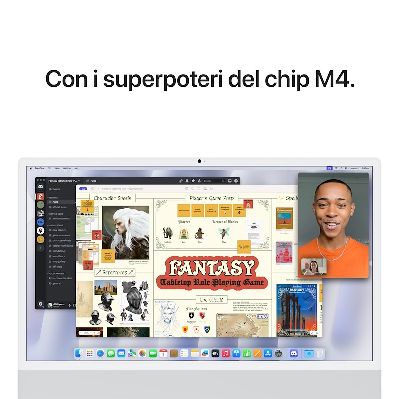 Apple iMac Retina 24'' 4.5K M4 CORE 10 CPU 10 GPU 16/ 256GB Argento