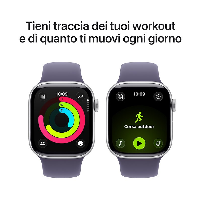 Apple Watch Series 11 42mm M/L GPS Alluminio Argento Sport Band Viola Nebbia