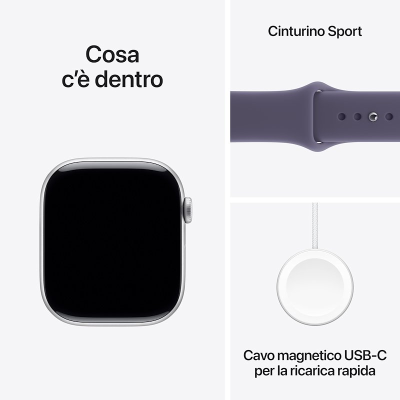 Apple Watch Series 11 46mm S/M GPS+Cellular Alluminio Argento Sport Band Viola