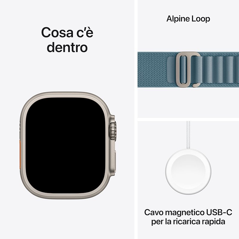 Apple Watch ULTRA 3 49mm Small GPS+Cellular Titanio Naturale Alpine Loop Nero
