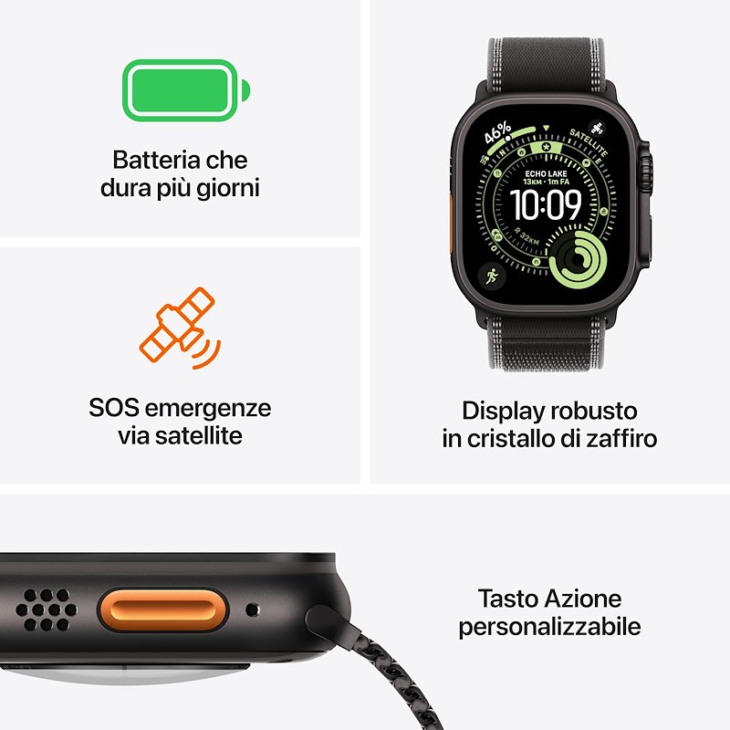 Apple Watch ULTRA 3 49mm Small GPS+Cellular Titanio Naturale Alpine Loop Nero