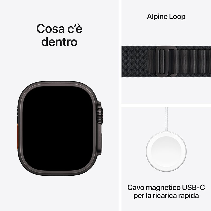 Apple Watch ULTRA 3 49mm Small GPS+Cellular Titanio Nero Alpine Loop Nero