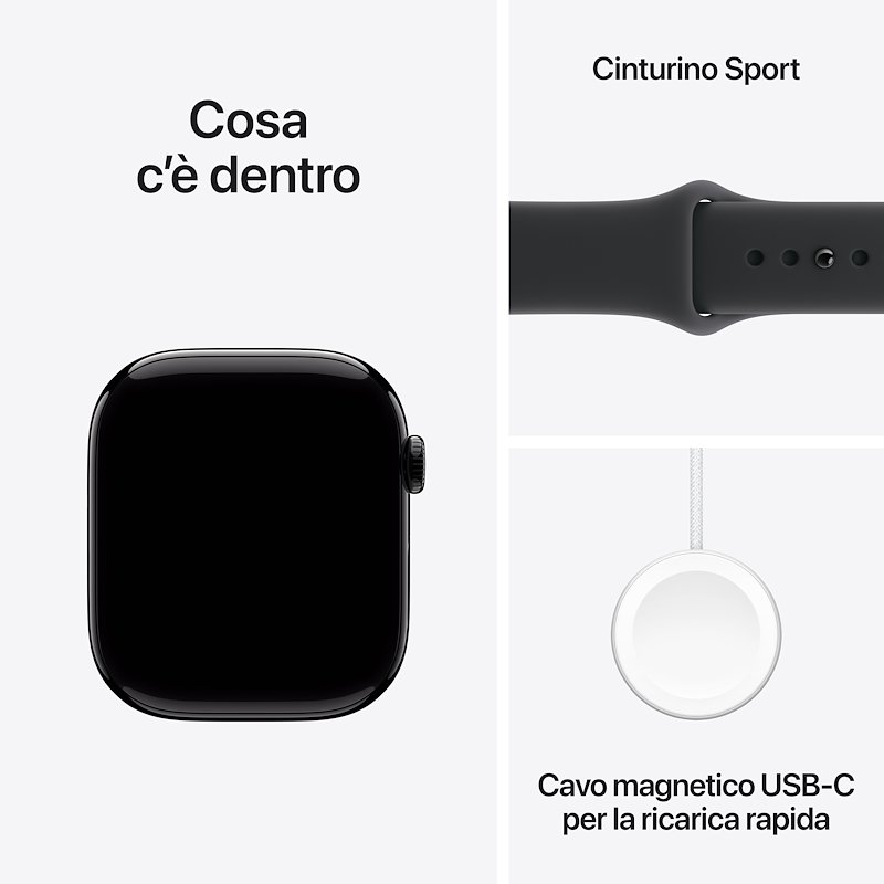 Apple Watch Series 11 46mm M/L GPS Alluminio Jet Black Sport Band Nero