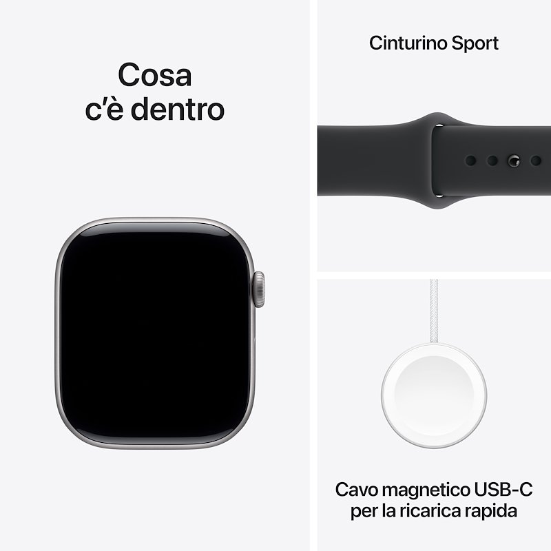 Apple Watch Series 11 46mm M/L GPS Alluminio Grigio Siderale Sport Band Nero