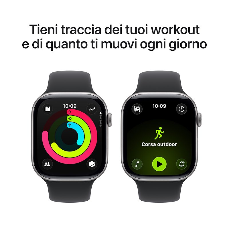 Apple Watch Series 11 46mm M/L GPS Alluminio Grigio Siderale Sport Band Nero