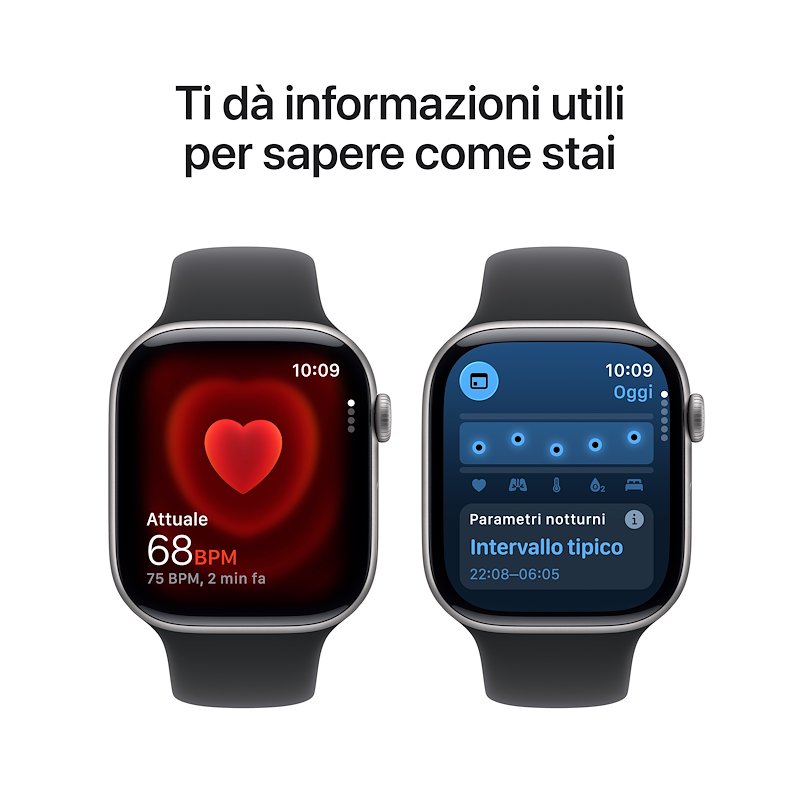 Apple Watch Series 11 46mm M/L GPS Alluminio Grigio Siderale Sport Band Nero