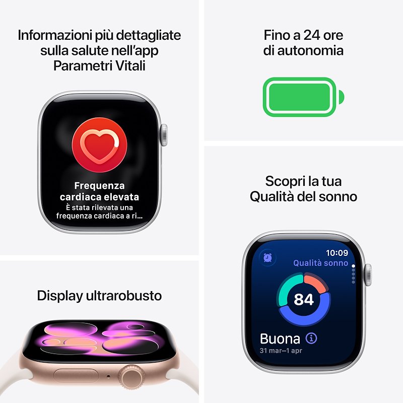 Apple Watch Series 11 46mm M/L GPS Alluminio Grigio Siderale Sport Band Nero