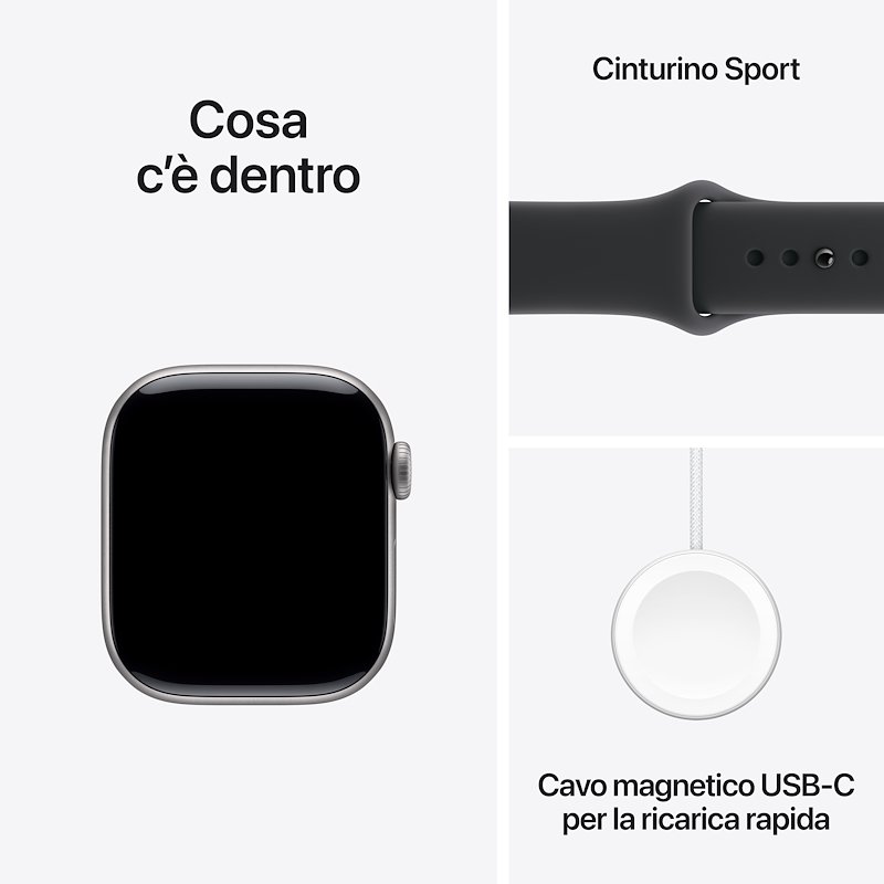 Apple Watch Series 11 42mm S/M GPS Alluminio Grigio Sport Band Nero