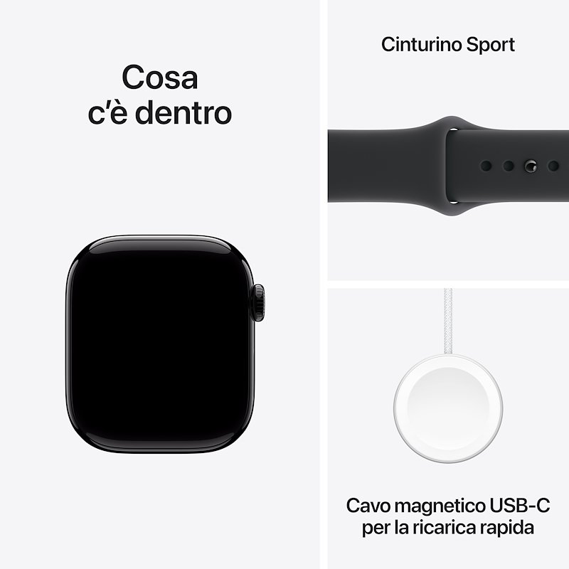 Apple Watch Series 11 42mm S/M GPS Alluminio Jet Black Sport Band Nero