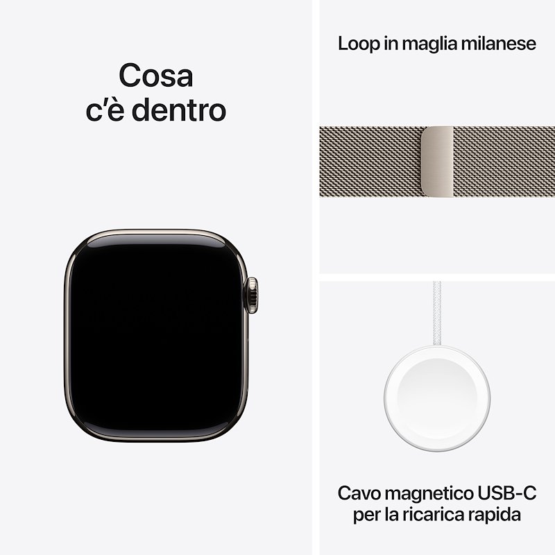 Apple Watch Series 11 42mm GPS + Cellular Titanio Naturale Loop Milanese