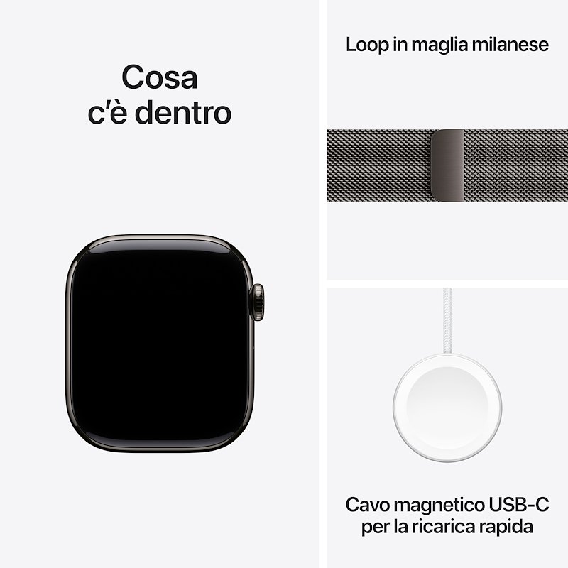 Apple Watch Series 11 42mm GPS + Cellular Titanio Ardesia Loop Milanese Ardesia