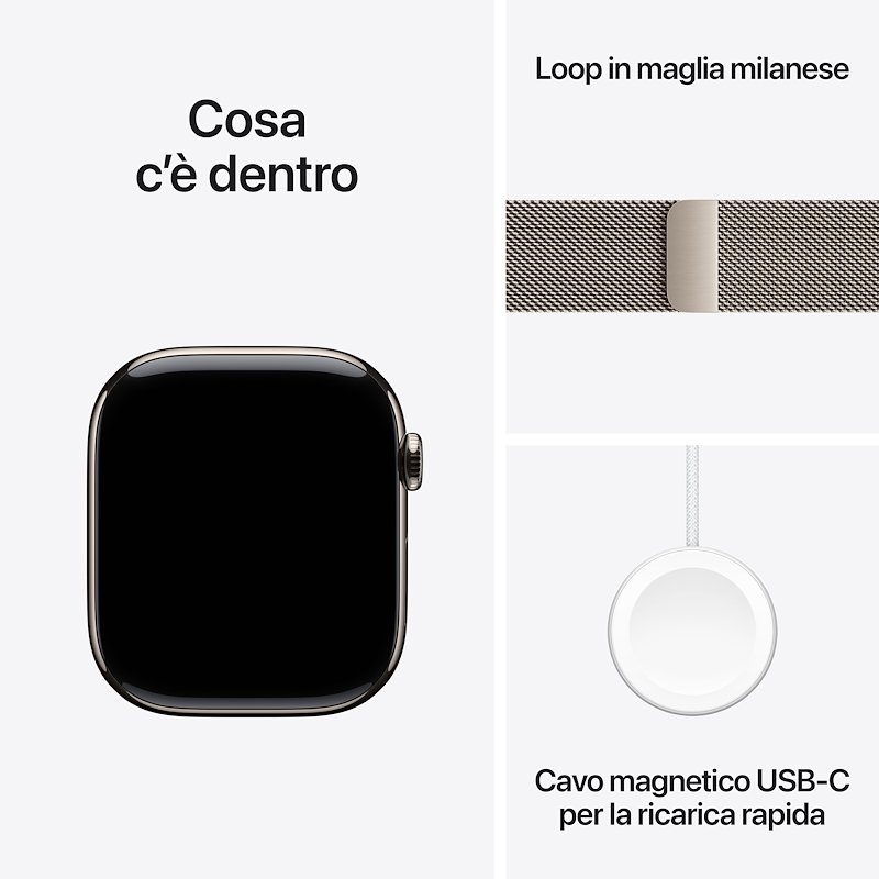 Apple Watch Series 11 46mm S/M GPS + Cellular Titanio Naturale Loop Milanese Naturale