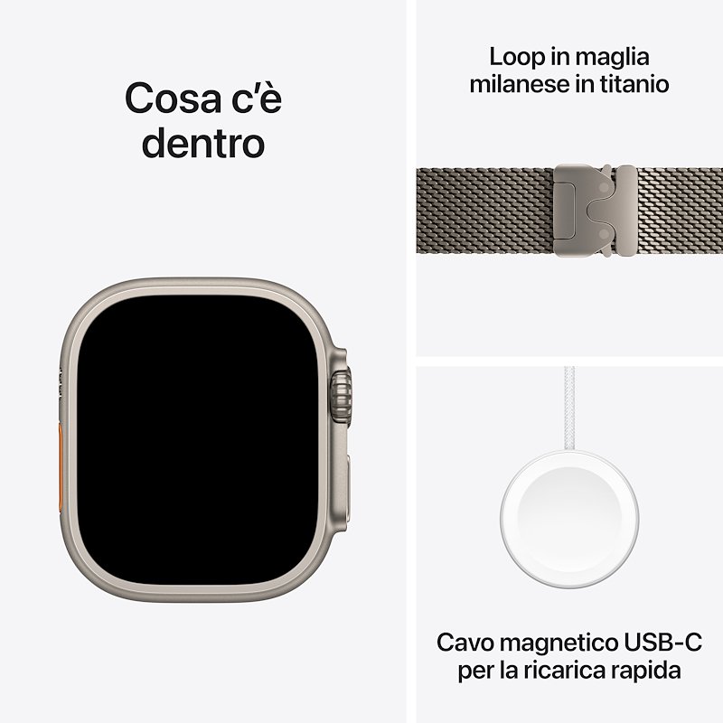 Apple Watch ULTRA 3 49mm Medium GPS+Cellular Titanio Naturale Loop Milanese Titanio