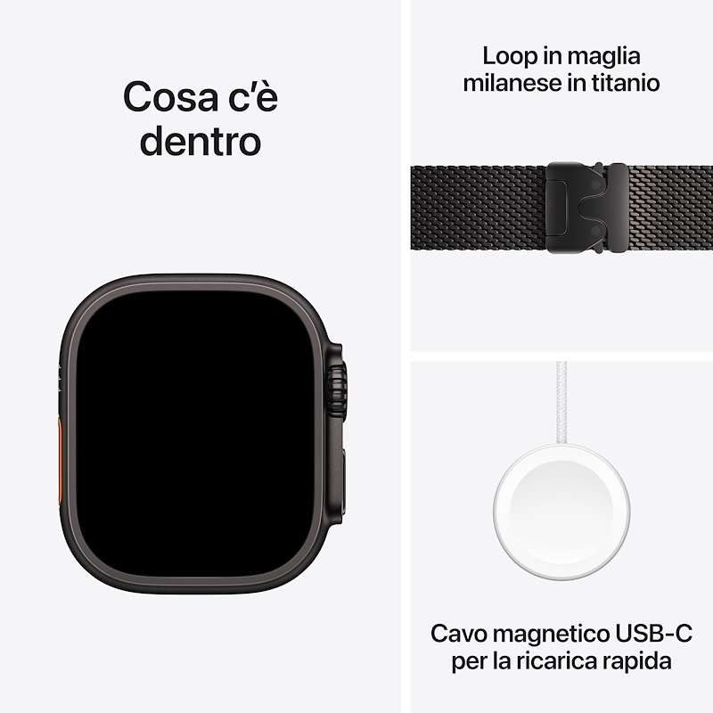 Apple Watch ULTRA 3 49mm Medium GPS+Cellular Titanio Nero Milanese Titanio Nero