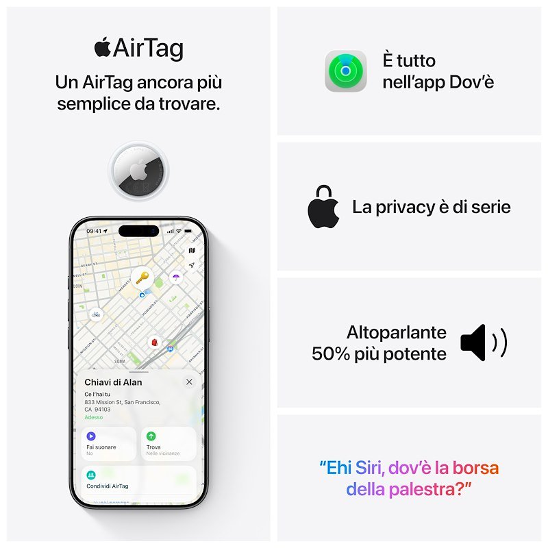Apple AirTag seconda generazione Mfea4zy/a - confezione da 4