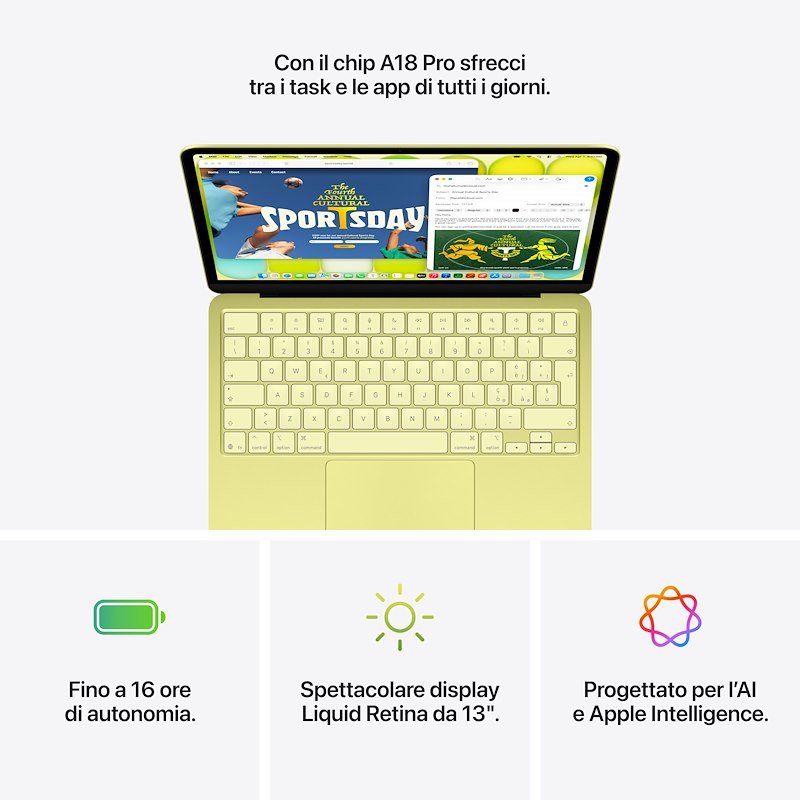 Apple MacBook Neo 13" A18 Pro Core 6 CPU 5 GPU 8/ 256GB Mhfd4t/a Giallo agrume