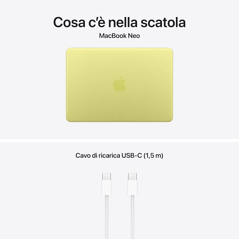 Apple MacBook Neo 13" A18 Pro Core 6 CPU 5 GPU 8/ 256GB Mhfd4t/a Giallo agrume