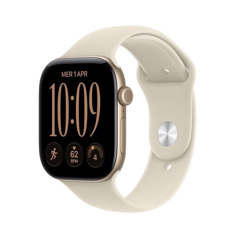 Apple Watch Series 12 GPS+Cellular 46MM S/M Cassa Alluminio Oro chiaro e Sport Band Sabbia