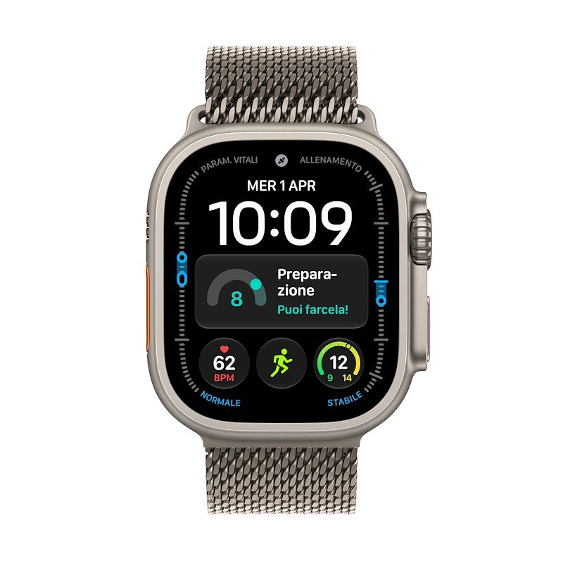 Apple Watch Ultra 4 GPS+Cellular 49MM L Cassa Titanio Naturale e Loop in maglia milanese in titanio naturale