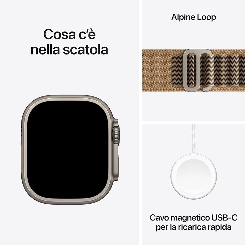 Apple Watch Ultra 4 GPS+Cellular 49MM M Cassa Titanio Naturale e Alpine Loop duna