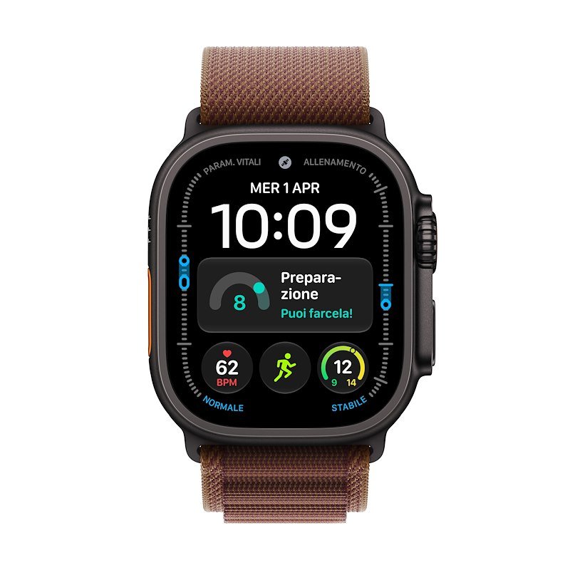 Apple Watch Ultra 4 GPS+Cellular 49MM S Cassa Titanio Nero e Alpin Loop Band Borgogna