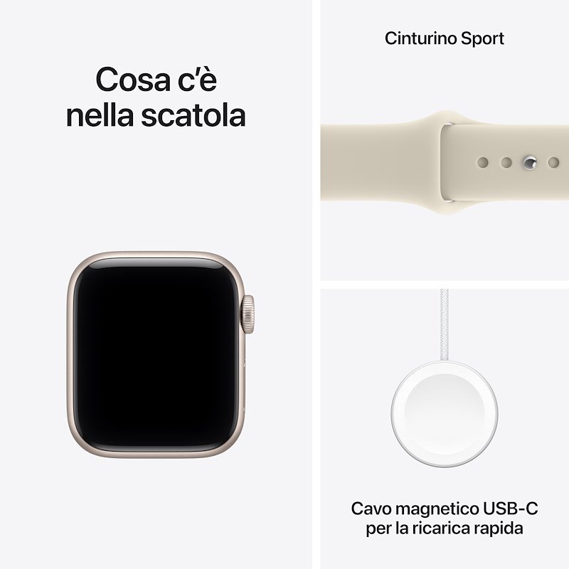 Apple Watch SE 3 GPS 40MM S/M Cassa Alluminio Galassia e Sport Band Sabbia
