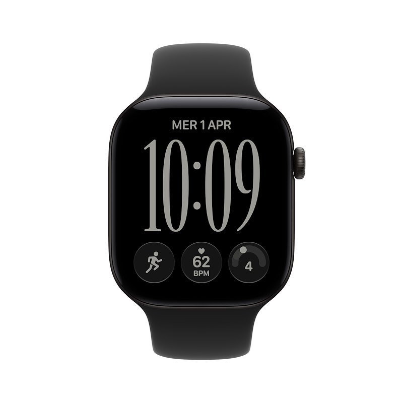 Apple Watch Series 12 GPS 46MM M/L Cassa Alluminio Nera e Sport Band Nero