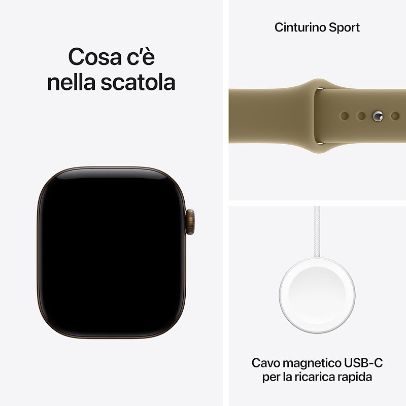 Apple Watch Series 12 GPS 46MM M/L Cassa Alluminio Bronzo scuro e Sport Band Oliva