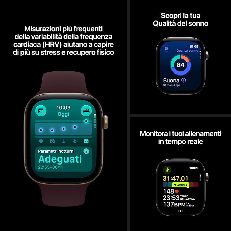 Apple Watch Series 12 GPS 46MM M/L Cassa Alluminio Oro chiaro e Sport Band Sabbia